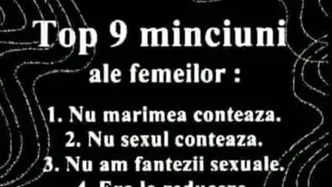 Bancul sfârșitului de săptămână | Top 9 minciuni ale femeilor în 2022