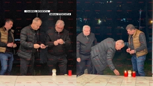 Gabriel Bodescu și Mihai Stoichiță i-au adus un ultim omagiu lui Mircea Lucescu. Vizibil afectați, au aprins o candelă în fața Spitalului Universitar
