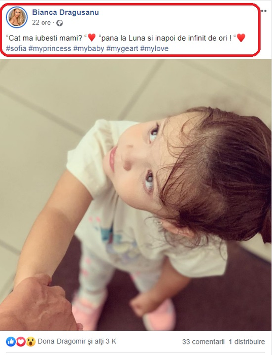Cum a răspuns Bianca Drăgușanu când fiica ei i-a pus o întrebare emoționantă: “Cât mă iubești, mami?”