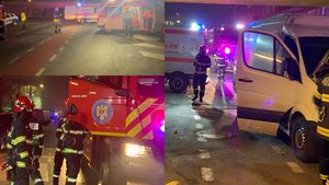 Un microbuz cu 10 persoane s-a izbit de grinda unui pasaj rutier, în Arad. Sunt 6 victime, șoferul a ajuns în spital
