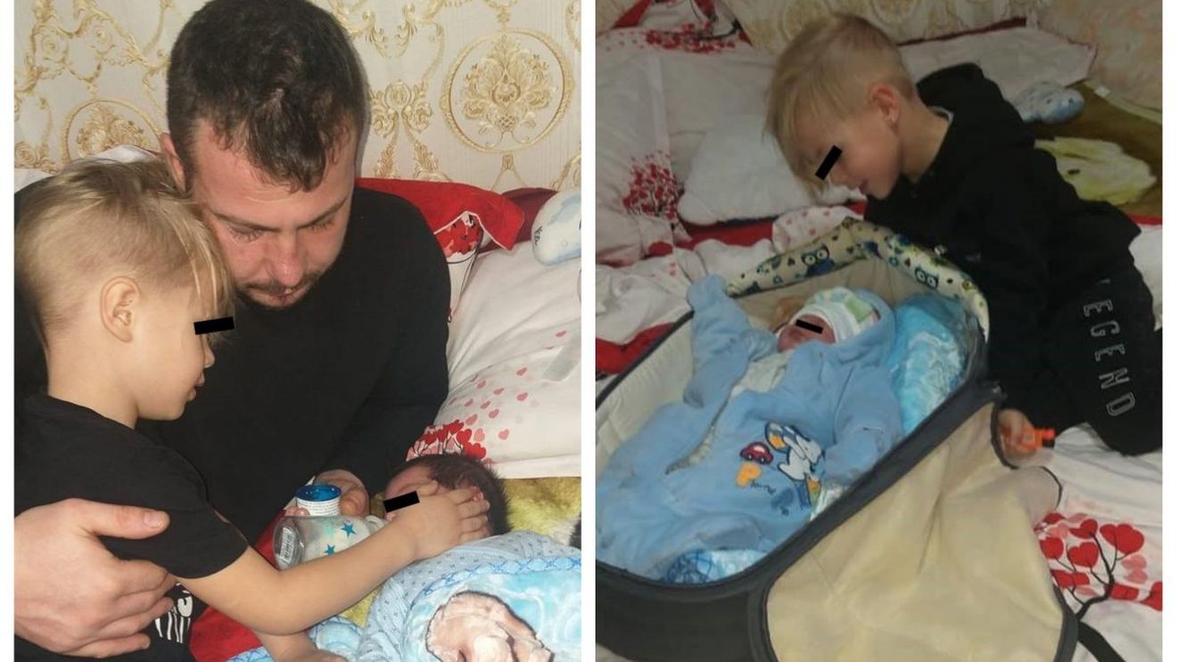 Imagini sfâşietoare cu cei doi copii ai femeii din Caracal care a murit la câteva ore după naştere „Unul strigă mami şi celălalt suspină după mirosul mamei”
