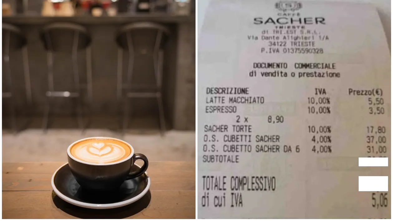 Notă de plată ireală la cafenea! Cât a plătit un client pentru o cafea şi o prăjitură? N-ai bani, nu intri