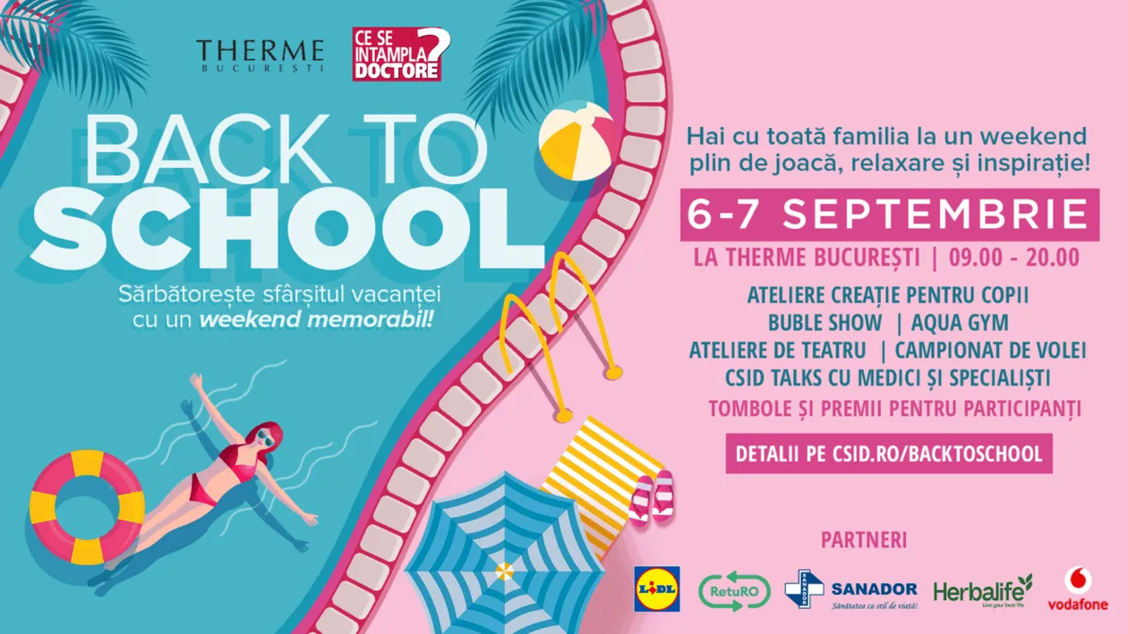 CSID.RO aniversează 20 de ani și îi sărbătorește împreună cu familiile din România la THERME București: două zile de distracție, sănătate și relaxare la evenimentul „CSID – BACK TO SCHOOL”