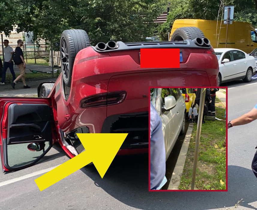 Mașină răsturnată pe Șoseaua Nordului din București! Fosta iubită a lui Ciro Castellano era la volan