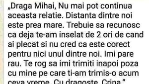 Bancul Zilei | "Dragă Mihai, nu mai pot continua această relație. Trebuie să recunosc că.."