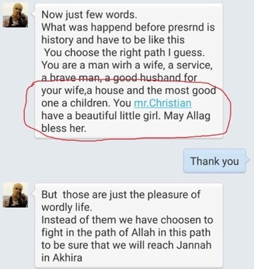 Conversaţia lui Christian Sabbagh cu Luigi Boicea - jihadistul din Craiova - sub aliasul Umar Al-Amen Ibn Marwaan.
