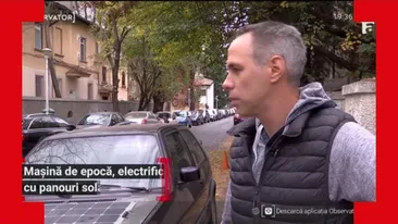 Din mașină de epocă, în atracția șoselelor. Un bucureștean și-a montat panou solar pe capota unui Golf vechi de 30 de ani. FOTO