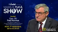 Marius Tucă Show începe marți, 17 septembrie, de la ora 20.00, live pe Gândul. Invitat: Gen. (R) Paul Hurmuz