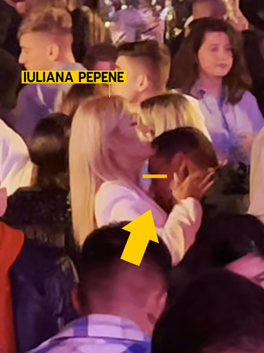 Iuliana Pepene, sărutată pe sâni de amicul ei (Foto: CANCAN.RO)