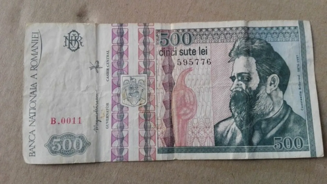 Ireal! Cât costă pe OLX o bancnotă de 500 de lei cu chipul lui Constantin Brâncuşi, din anul 1992