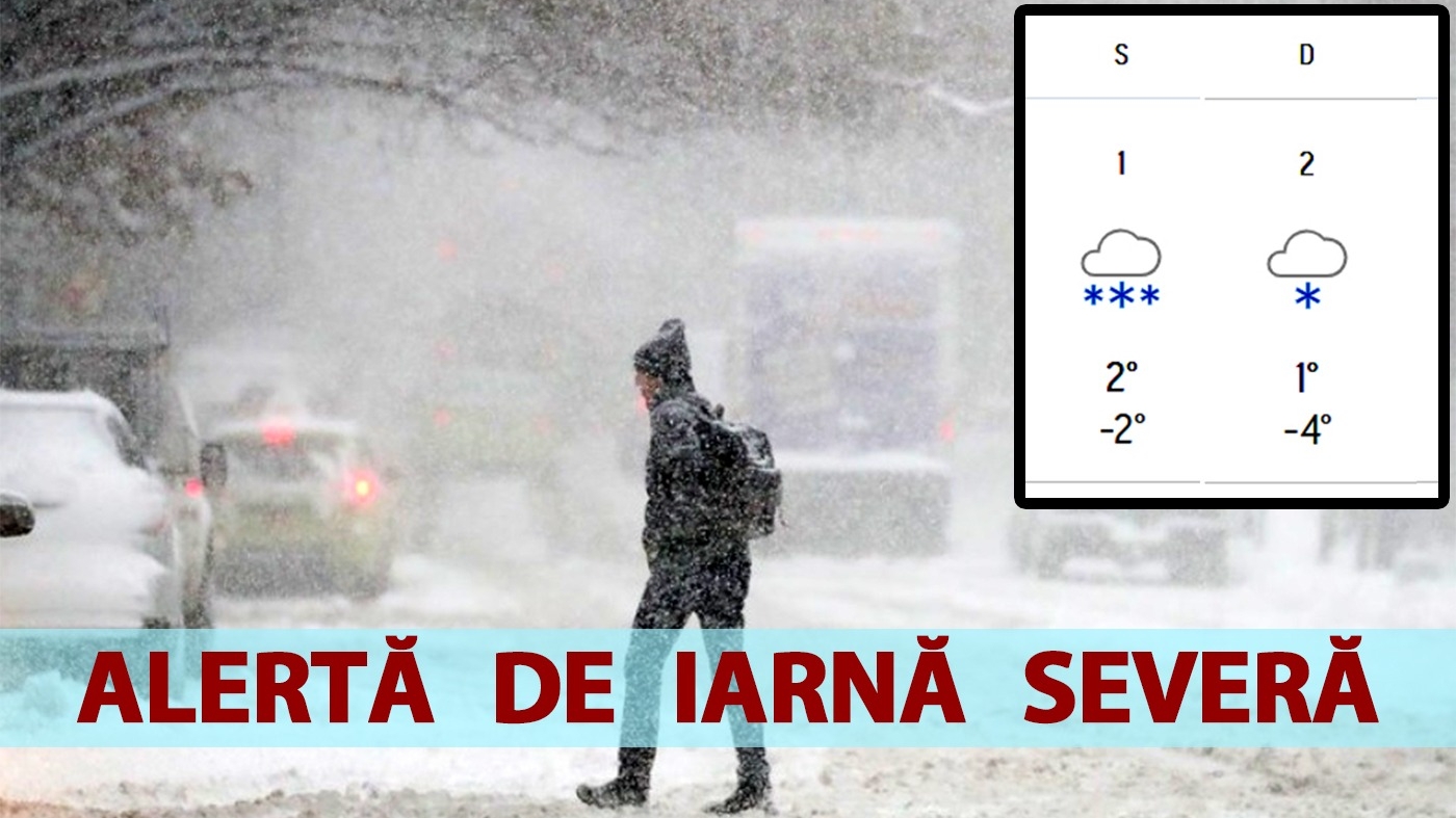 Alertă de iarnă severă în România. Ninsori viscolite începând cu sâmbătă, ora 8:00