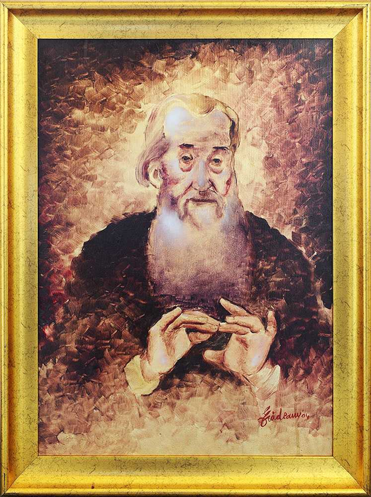 Unul dintre portretele părintelui Galeriu, realizate de pictorul Nelu Grădeanu