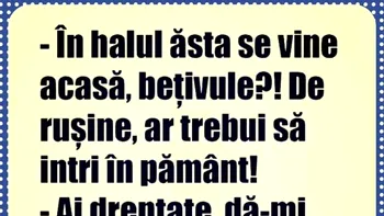 BANC | „În halul ăsta se vine acasă, bețivule?”