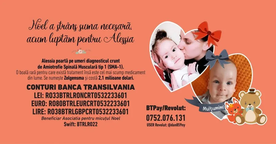 Andreea Bălan a transmis un mesaj copleșitor pentru salvarea Alessiei, o fetiță care se luptă cu o boală rară © Facebook