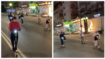 Inconștiență și teribilism. Adolescenți din Târgoviște, cursă nebună cu trotinetele pe bulevard