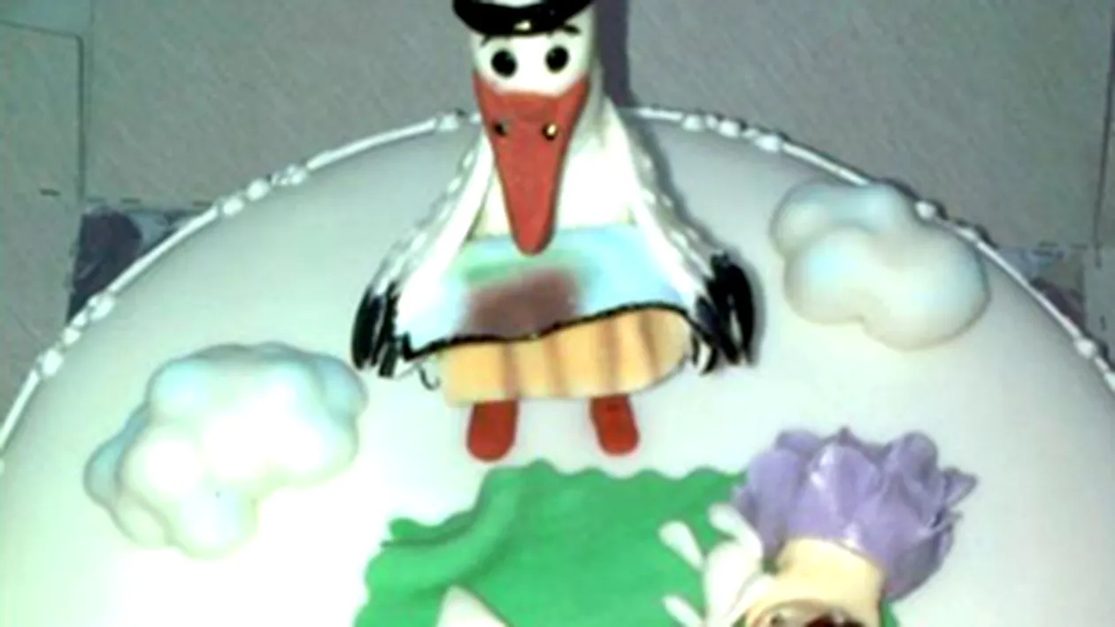 Gabi Firea si Florentin Pandele au primit un tort cu gemeni si o barza din martipan, de la nasi