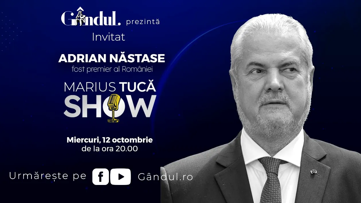 Marius Tucă Show începe miercuri, 12 octombrie, de la ora 20.00, live pe gândul.ro