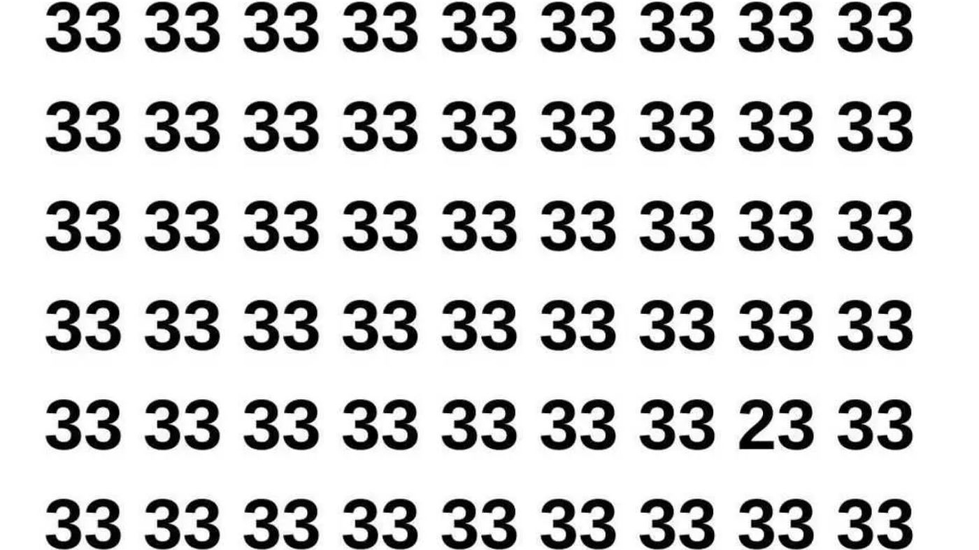 Test de perspicacitate | Nu toate numerele din imagine sunt 33. Găsiți-l pe cel diferit!