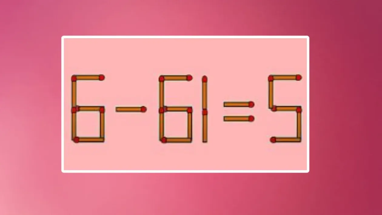 Test IQ | Corectează ecuația 6 – 61 = 5. Puțini reușesc, dacă mută un singur băț de chibrit