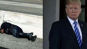 Motociclistul din coloana oficială a lui Donald Trump a făcut accident! Gestul uimitor al preşedintelui american