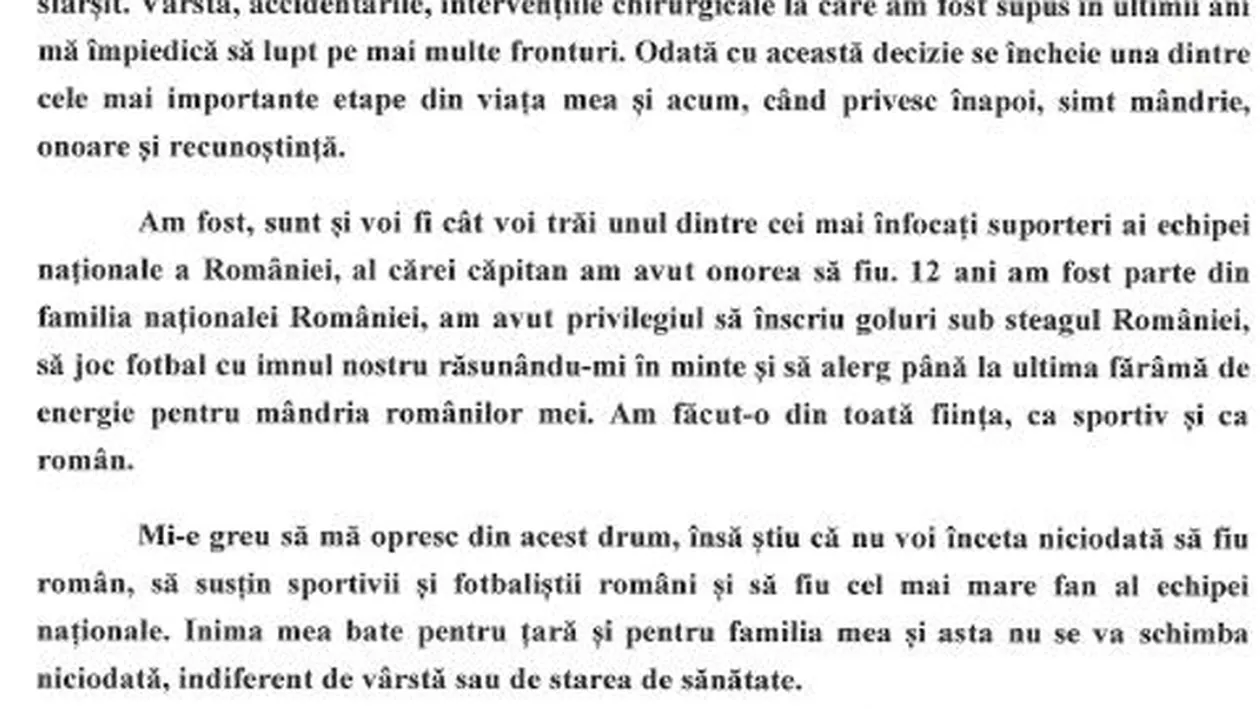 GEST INCREDIBIL! Cristi Chivu s-a retras de la nationala! Vezi aici scrisoarea de adio a capitanului!