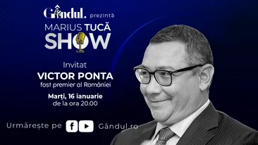 Marius Tucă Show începe marți, 16 ianuarie, de la ora 20.00, live pe gândul.ro. Invitați: Victor Ponta și Mirel Palada