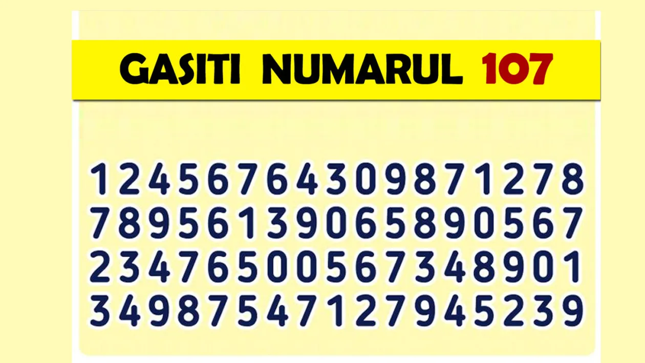 Test de inteligență | Găsiți numărul 107 în această imagine!