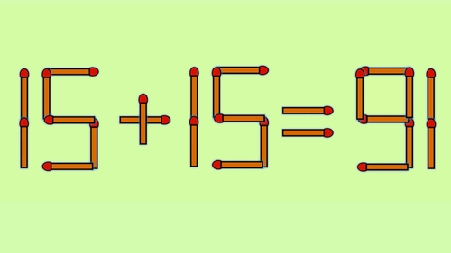Test IQ cu chibrituri | Corectați 15 + 15 = 91, mutând un singur băț