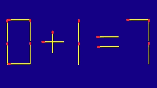 Test IQ cu chibrituri | Corectați 0 + 1 = 7, mutând un singur băț