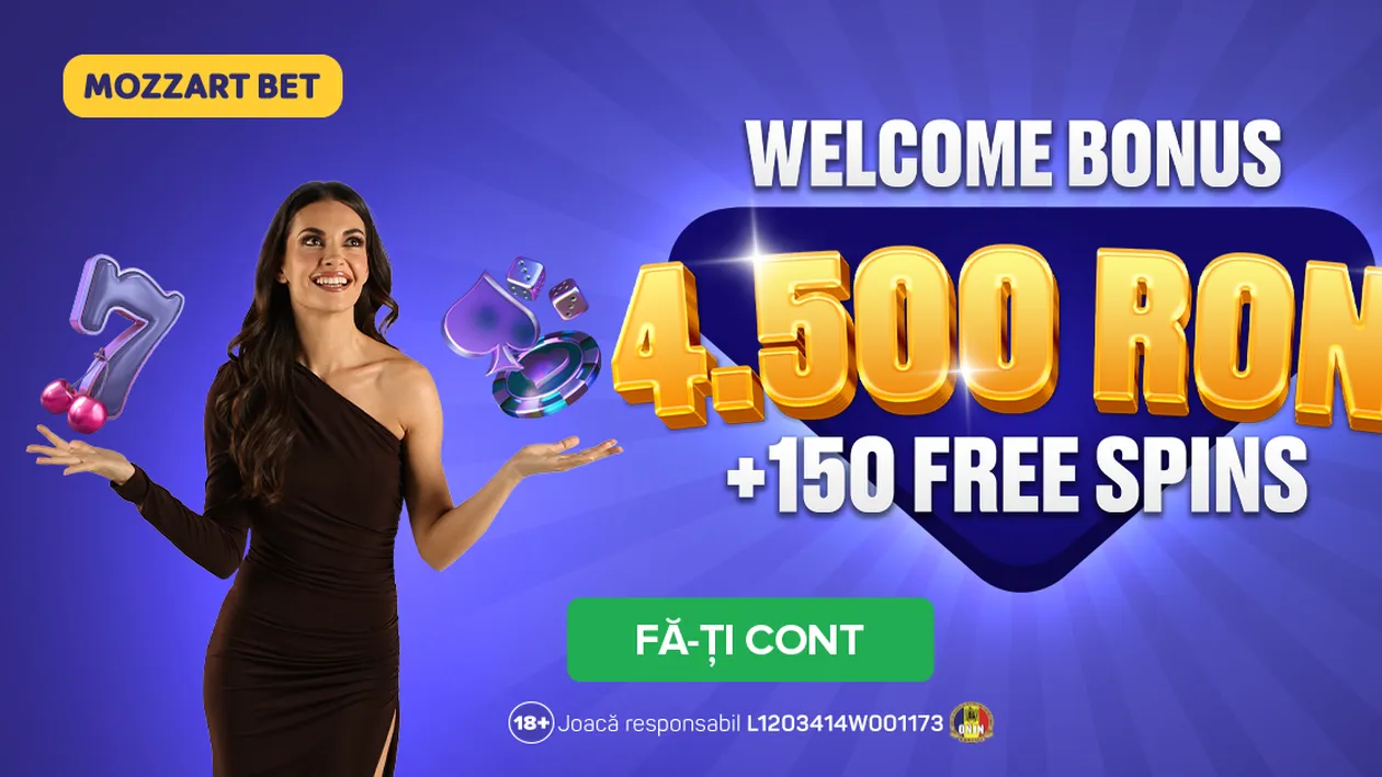 (P) Descoperă Cel Mai Generos Bonus Bun Venit Cazino Online: 100% până la 4500 Lei și 150 Rotiri Gratuite!