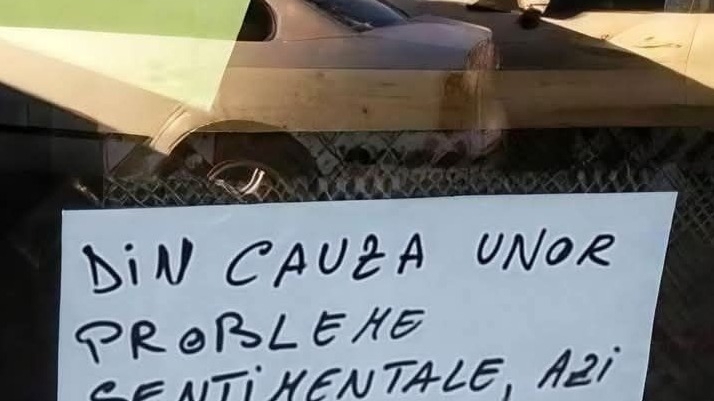 Mesajul VIRAL lipit pe ușa unui magazin din București: ”Din cauza unor probleme sentimentale, azi...”