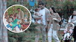 Super-imagini cu ”prințesele” lui Gigi Becali! Teodora şi soţul, părinți-model în Herăstrău, printre călușei și tiribombe