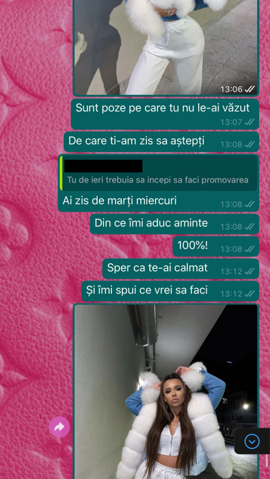 Conversația dintre Andra Voloș și tânăra care o acuză că nu a respectat barterul /  Sursă foto: CANCAN