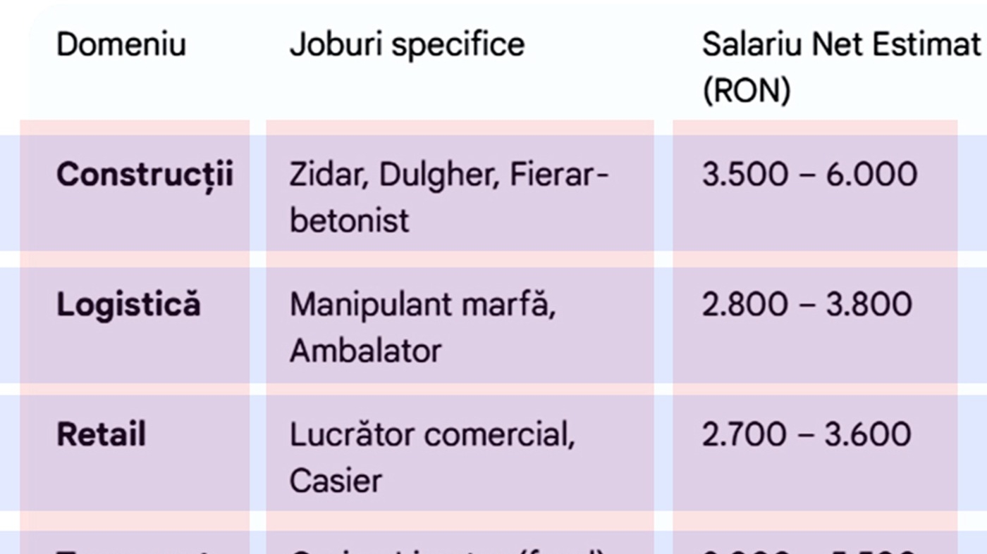 Ce job-uri poți avea în România fără 12 clase terminate. Ce salarii primești pentru ele, în 2026