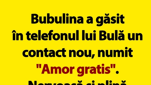 BANC | Bubulina a găsit în telefonul lui Bulă un contact nou, numit "Amor gratis"