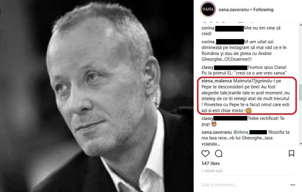 Oana Zăvoranu, în doliu. A povestit discuția secretă pe care a avut-o cu Andrei Gheorghe: „Hai, lasă, vrăjeală cu mine”