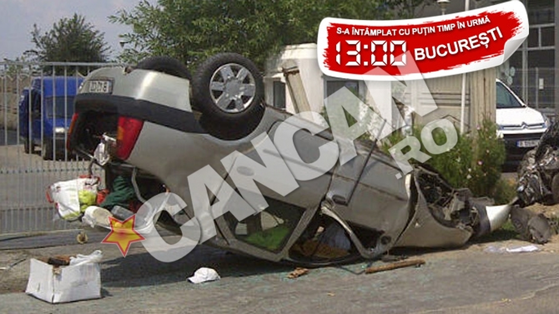 Grav accident in zona podului Pipera! O masina s-a rasturnat si trei persoane au fost ranite!