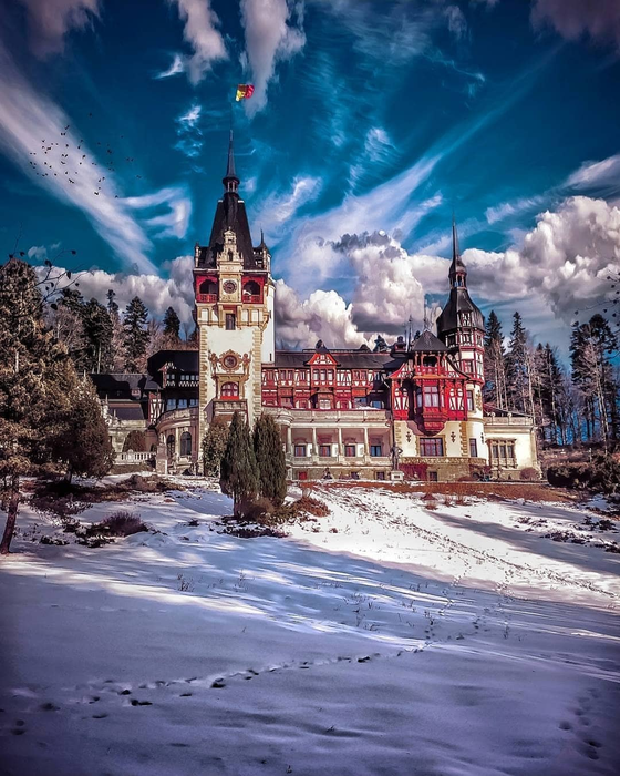 Castelul Peleș în perioada iernii. Foto: Facebook