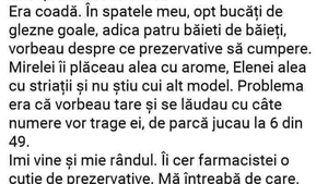 BANCUL ZILEI | Coadă la farmacie. 4 bărbați vor să cumpere prezervative