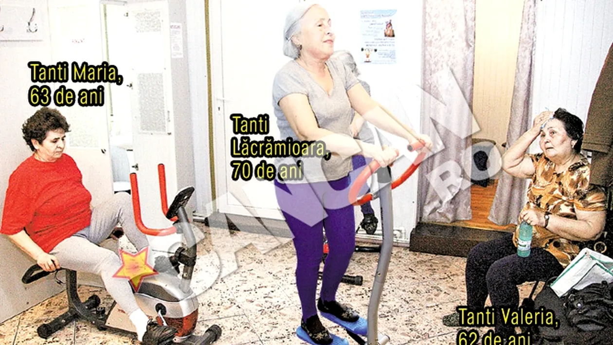 Pensionarele din Suceava au descoperit sala de gimnastica. Atentie, pedaleaza bunica!