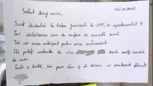 Bilețelul lipit pe afișier prin care o studentă din Cluj și-a anunțat vecinii că "îmi sărbătoresc ziua în această seară". Ce s-a întâmplat la 23:59