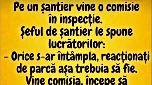 BANCUL ZILEI | Pe un șantier vine o comisie de inspecție