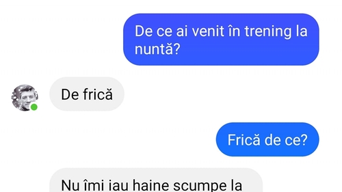 BANC | "De ce ai venit în trening la nuntă?"
