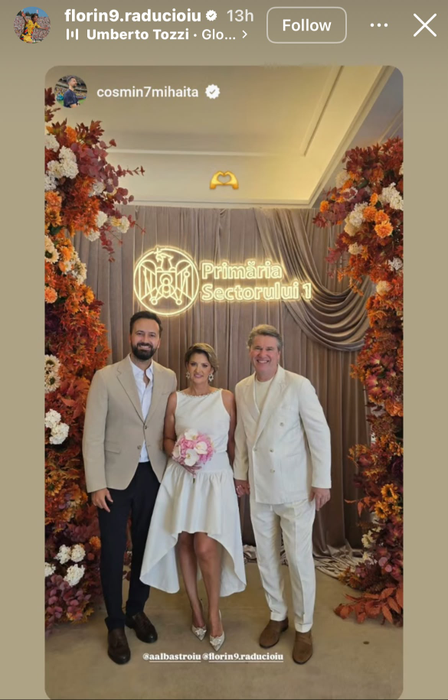 Imagini de la nunta lui Florin Răducioiu cu Andreea/ sursă foto: Instagram