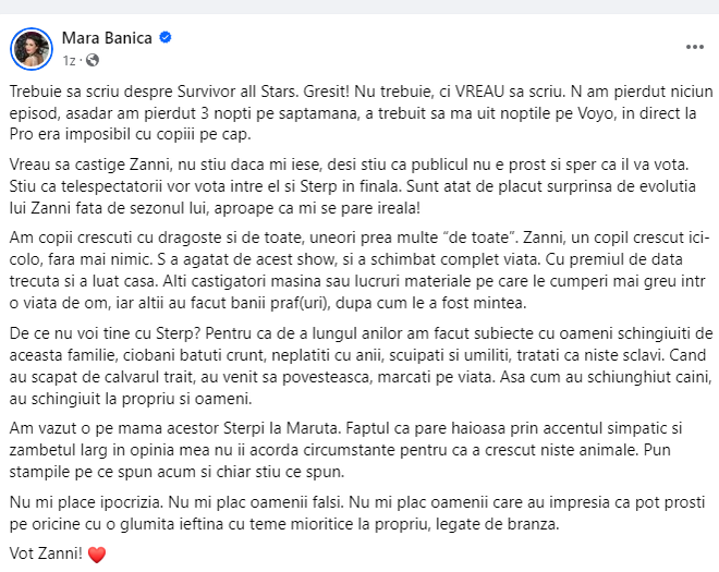 Mara Bănică, prima reacție după ce familia Sterp a amenințat-o cu judecata: ”Singurul lucru pe care îl pot recomanda”