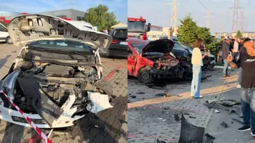 Accident de coșmar la Dragonul Roșu. 11 mașini au fost făcute zob de o femeie