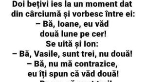 BANCUL ZILEI | 2 bețivi ies din cârciumă: "Bă, Ioane, eu văd două lune pe cer!"
