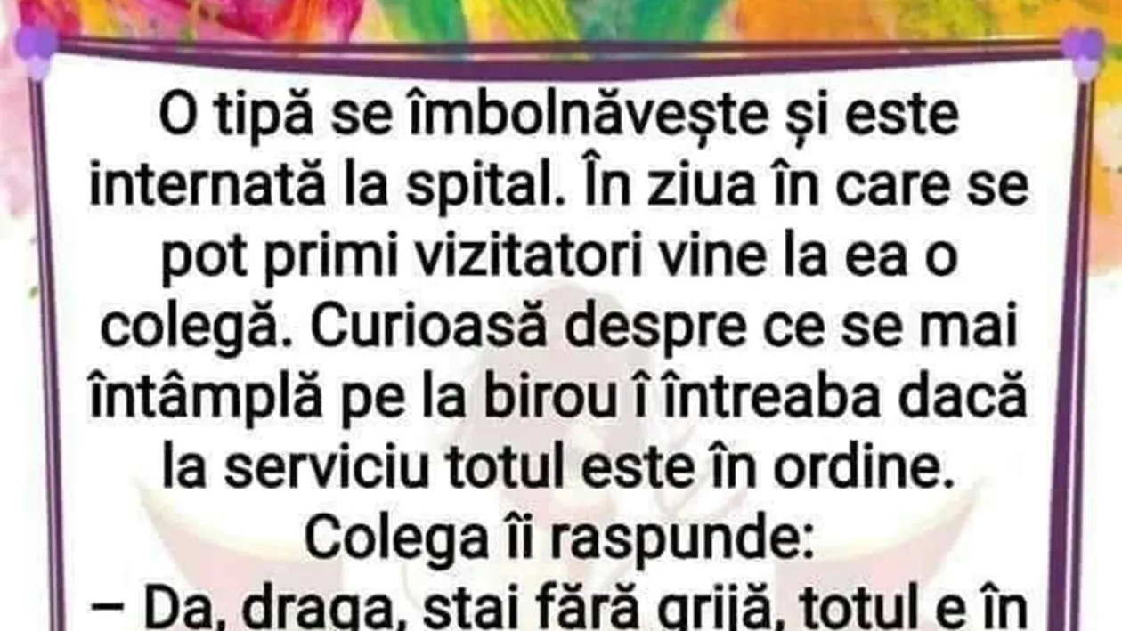 BANC | Totul e în ordine la birou, am împărțit atribuțiile tale