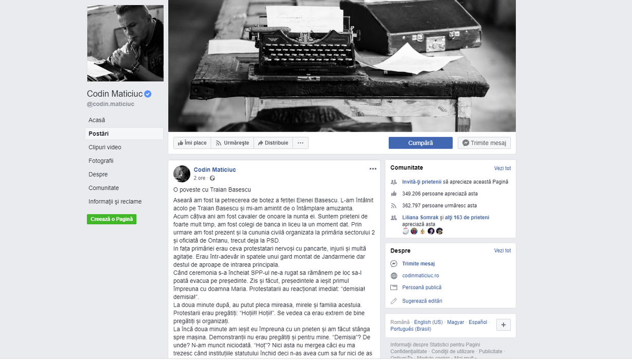 Pagina Facebook Codin Maticiuc