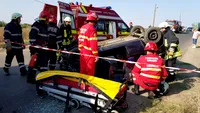 Accident violent în județul Teleorman. O tânără șoferiță s-a răsturnat cu mașina și a rămas încarcerată